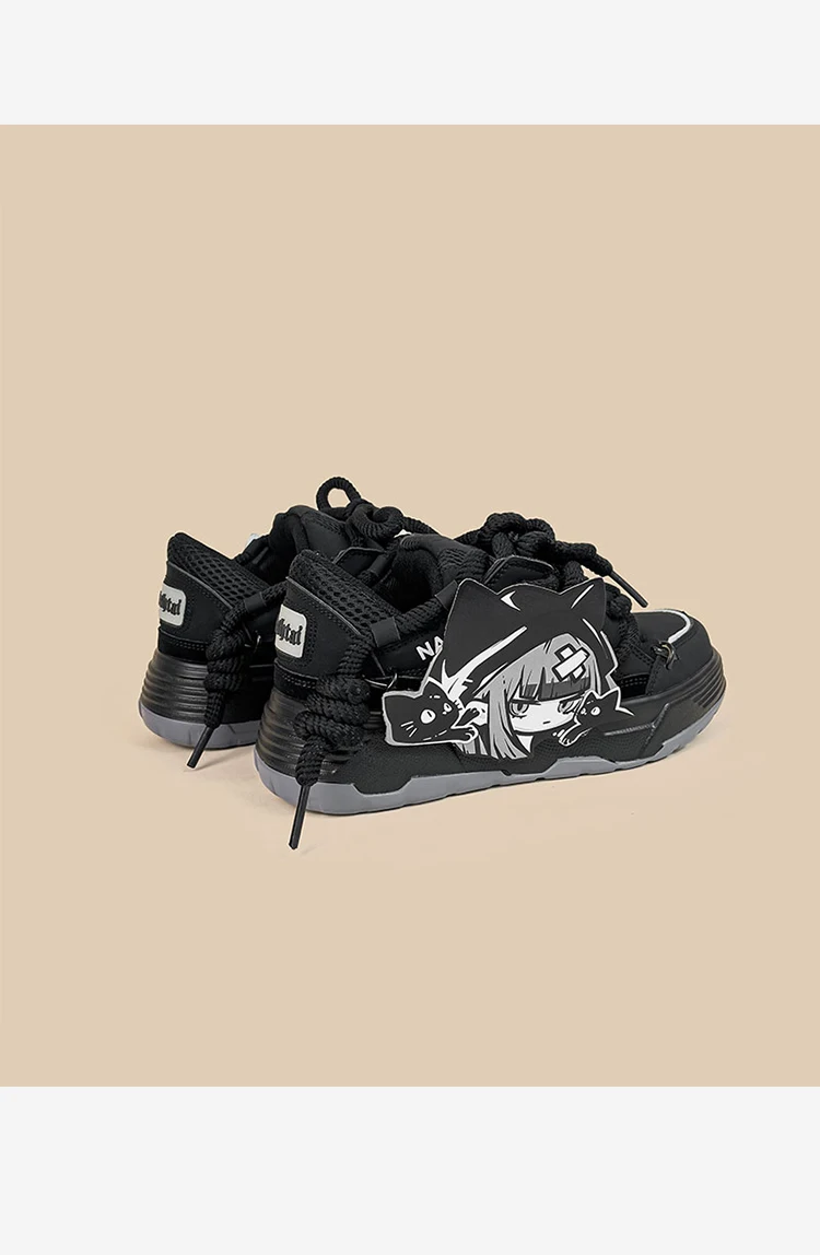 Amy and Michael Cute Anime Cartoon Girls Shoes Fashonable Trend Women Chunky Sneakers Female Low Top Black Casual Trainers Amy and Michael Cute Anime Cartoon Girls Shoes Fashonable Trend Women Chunky Sneakers Female Low Top Black Casual Trainers