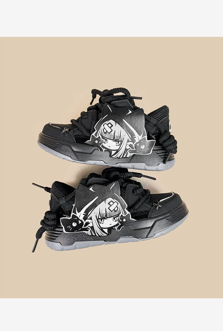 Amy and Michael Cute Anime Cartoon Girls Shoes Fashonable Trend Women Chunky Sneakers Female Low Top Black Casual Trainers Amy and Michael Cute Anime Cartoon Girls Shoes Fashonable Trend Women Chunky Sneakers Female Low Top Black Casual Trainers