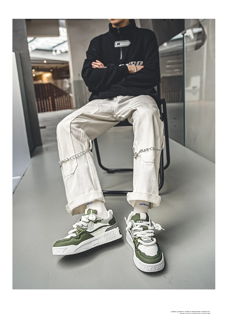 Men's Trendy Skate Shoes, Comfy Non Slip Casual Lace Up Sneakers For Men's Outdoor Activities