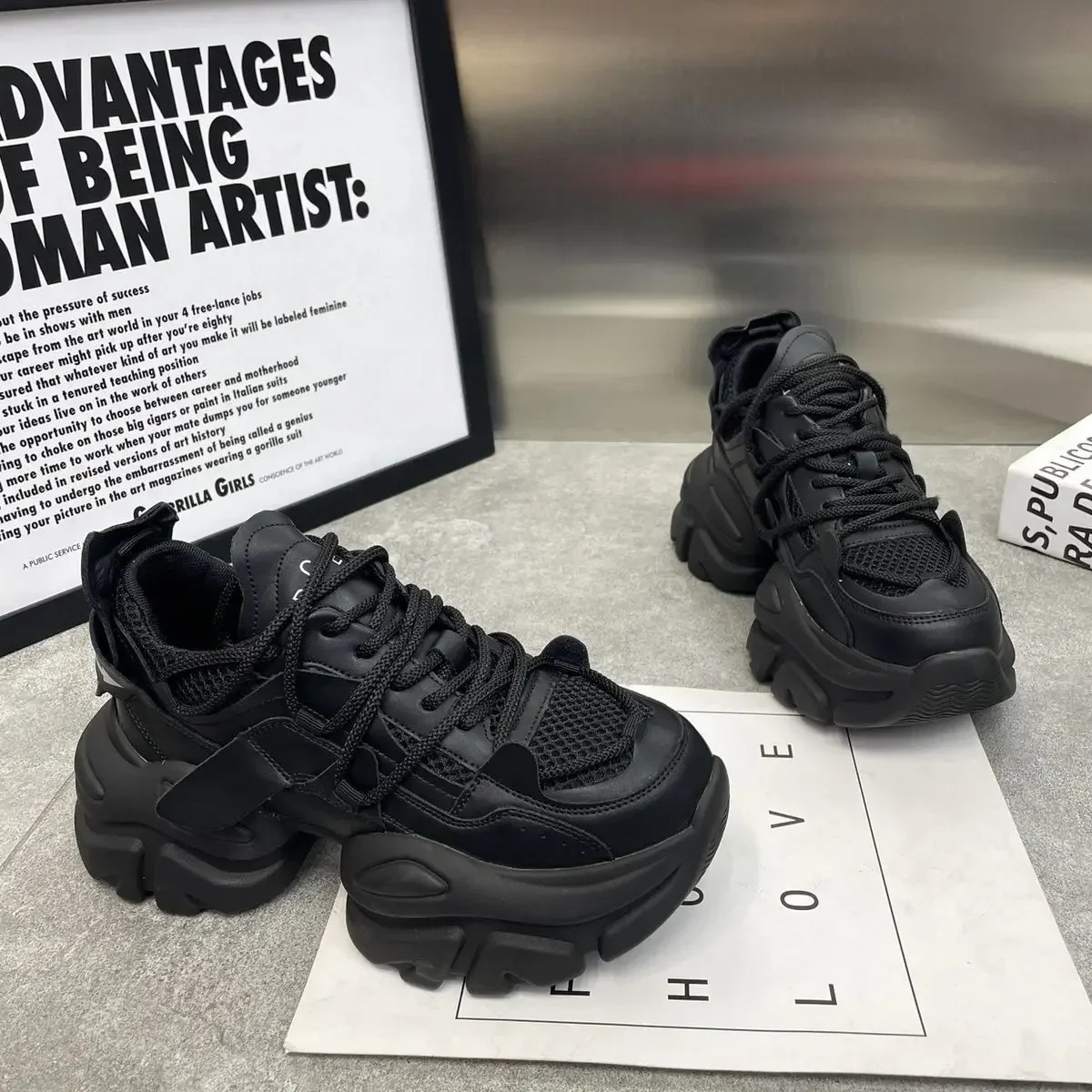 New Fashion Women Tennis Shoes Chunky Sneakers for Women Spring Autumn Thick Bottom Dad Shoe Ladies PU Leather Platform Sneakers