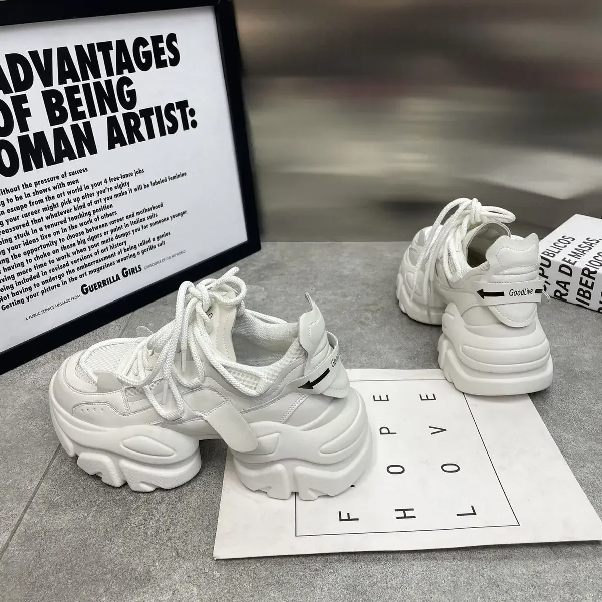 New Fashion Women Tennis Shoes Chunky Sneakers for Women Spring Autumn Thick Bottom Dad Shoe Ladies PU Leather Platform Sneakers