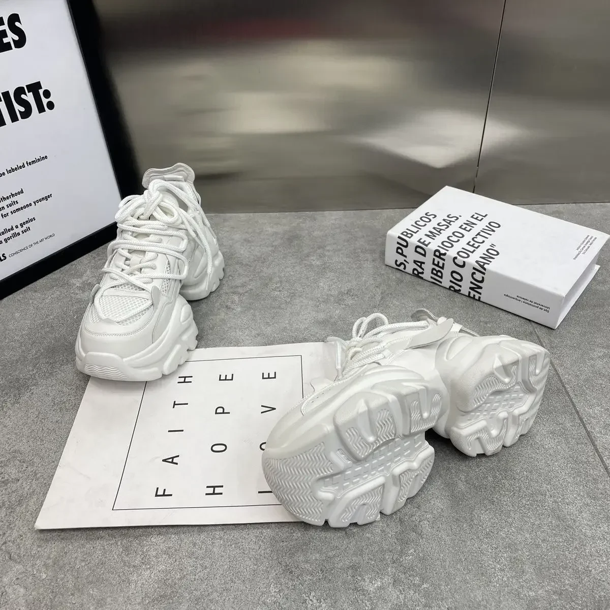 New Fashion Women Tennis Shoes Chunky Sneakers for Women Spring Autumn Thick Bottom Dad Shoe Ladies PU Leather Platform Sneakers