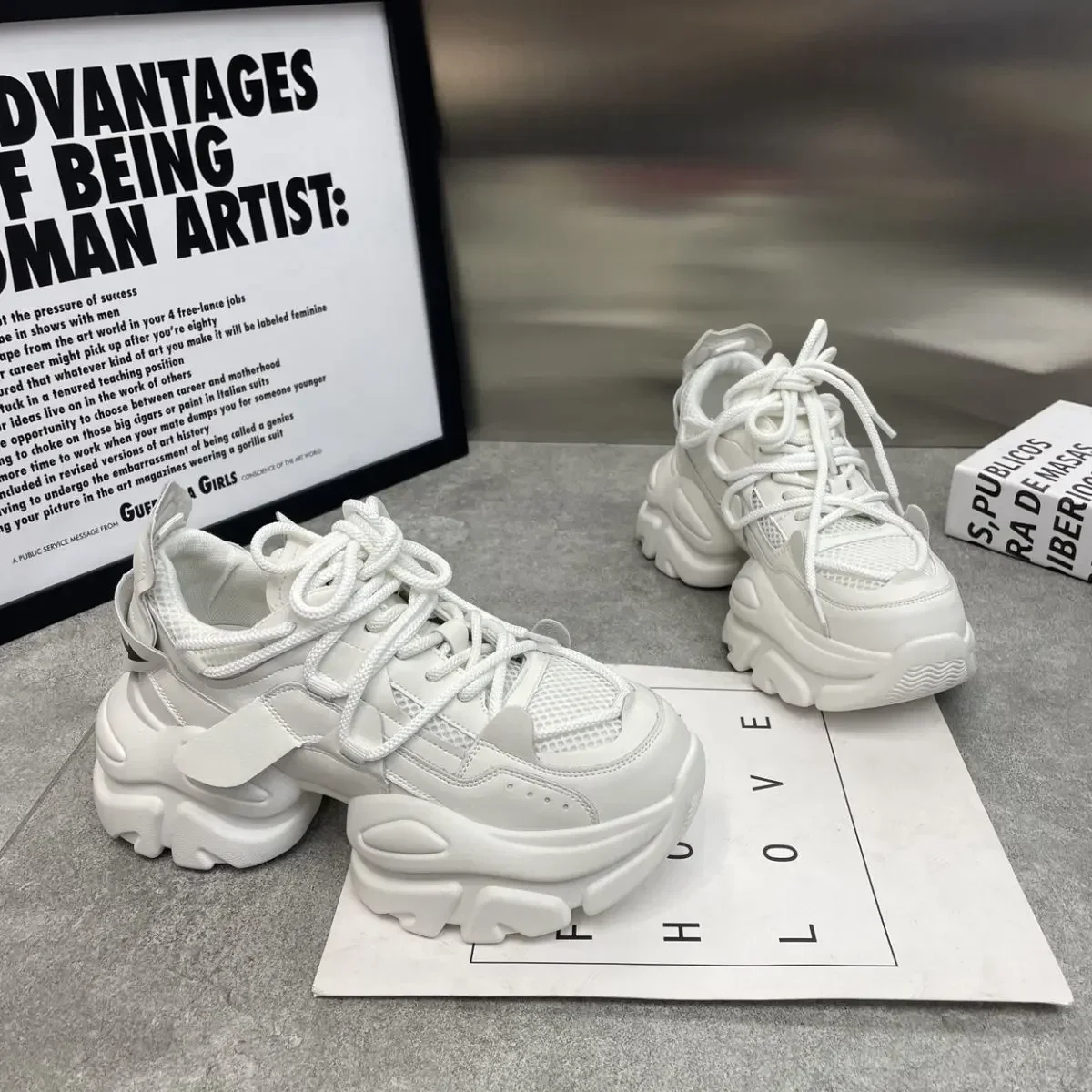 New Fashion Women Tennis Shoes Chunky Sneakers for Women Spring Autumn Thick Bottom Dad Shoe Ladies PU Leather Platform Sneakers