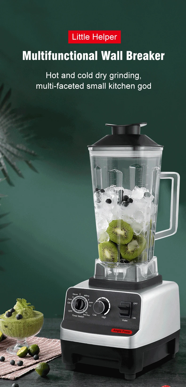 Heavy Duty Commercial BlenderJuicer Food Processor Ice Smoothies Blender Mixer High Power Juice maker Crusher 2000W EU Plug Heavy Duty Commercial BlenderJuicer Food Processor Ice Smoothies Blender Mixer High Power Juice maker Crusher 2000W EU Plug