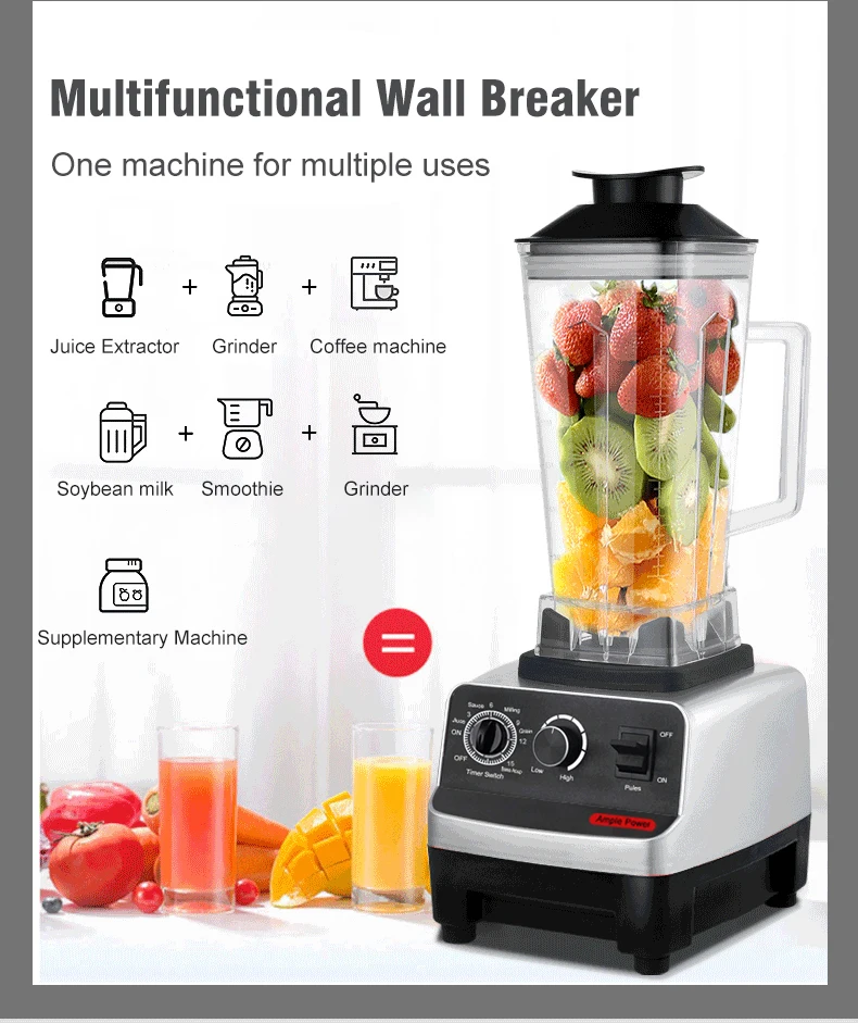 Heavy Duty Commercial BlenderJuicer Food Processor Ice Smoothies Blender Mixer High Power Juice maker Crusher 2000W EU Plug Heavy Duty Commercial BlenderJuicer Food Processor Ice Smoothies Blender Mixer High Power Juice maker Crusher 2000W EU Plug