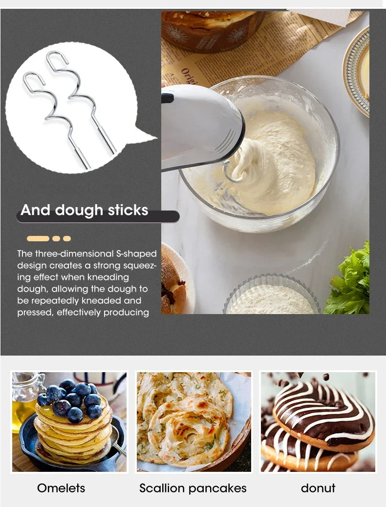 Handheld Electric Egg Beater, Household Automatic Mixer, Handheld Food Cake Bread Baking Dough Mixer, 7-speed Cream Blender Handheld Electric Egg Beater, Household Automatic Mixer, Handheld Food Cake Bread Baking Dough Mixer, 7-speed Cream Blender