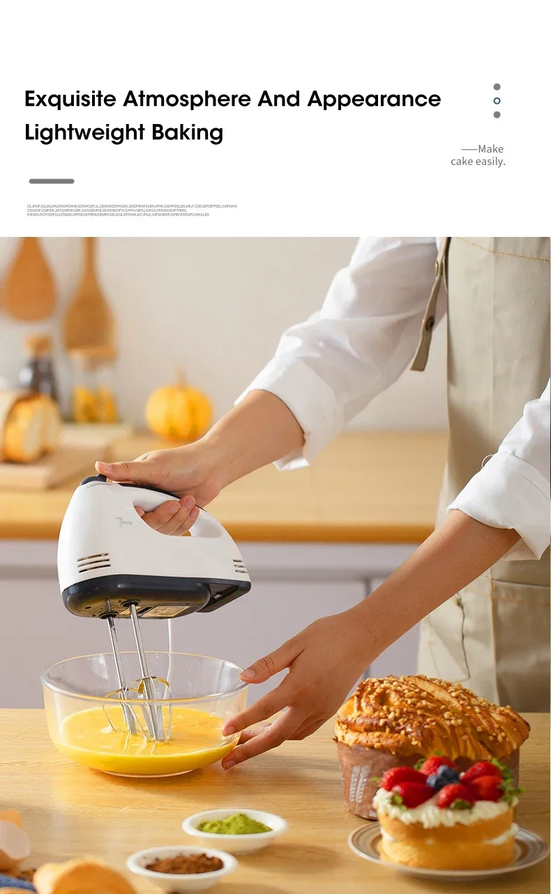Handheld Electric Egg Beater, Household Automatic Mixer, Handheld Food Cake Bread Baking Dough Mixer, 7-speed Cream Blender Handheld Electric Egg Beater, Household Automatic Mixer, Handheld Food Cake Bread Baking Dough Mixer, 7-speed Cream Blender