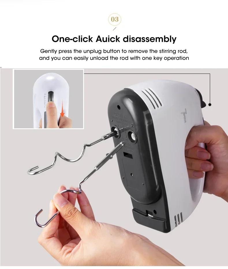 Handheld Electric Egg Beater, Household Automatic Mixer, Handheld Food Cake Bread Baking Dough Mixer, 7-speed Cream Blender Handheld Electric Egg Beater, Household Automatic Mixer, Handheld Food Cake Bread Baking Dough Mixer, 7-speed Cream Blender