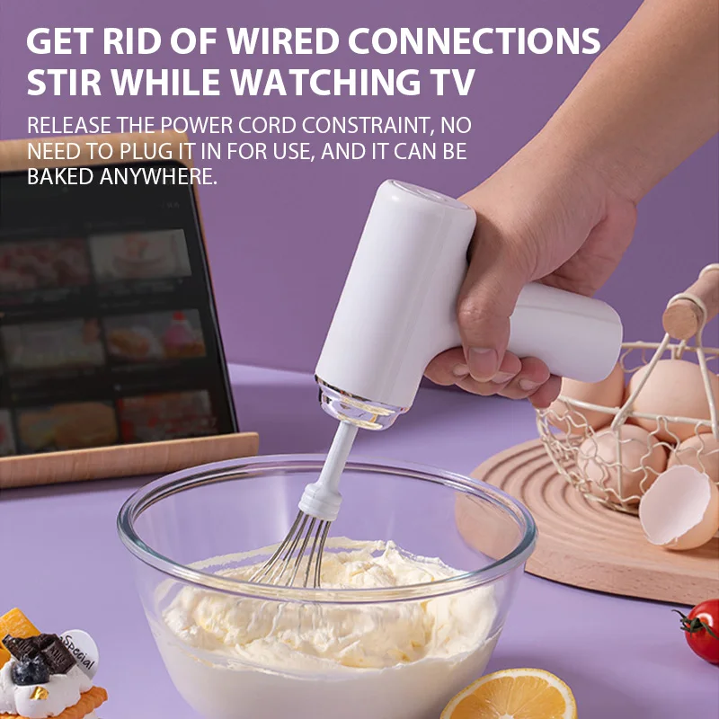 Electric Egg Beater Rechargeable Home Handheld Small Wireless Egg Beater Baking Cream Electric Whip Blender Hand Mixer for Cakes Electric Egg Beater Rechargeable Home Handheld Small Wireless Egg Beater Baking Cream Electric Whip Blender Hand Mixer for Cakes