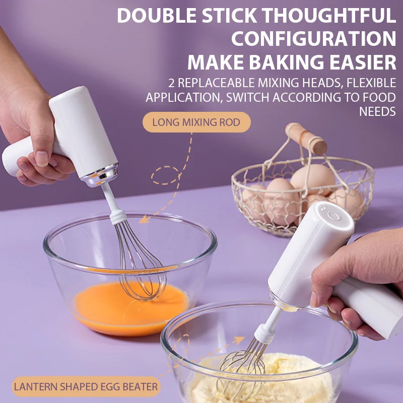 Electric Egg Beater Rechargeable Home Handheld Small Wireless Egg Beater Baking Cream Electric Whip Blender Hand Mixer for Cakes Electric Egg Beater Rechargeable Home Handheld Small Wireless Egg Beater Baking Cream Electric Whip Blender Hand Mixer for Cakes