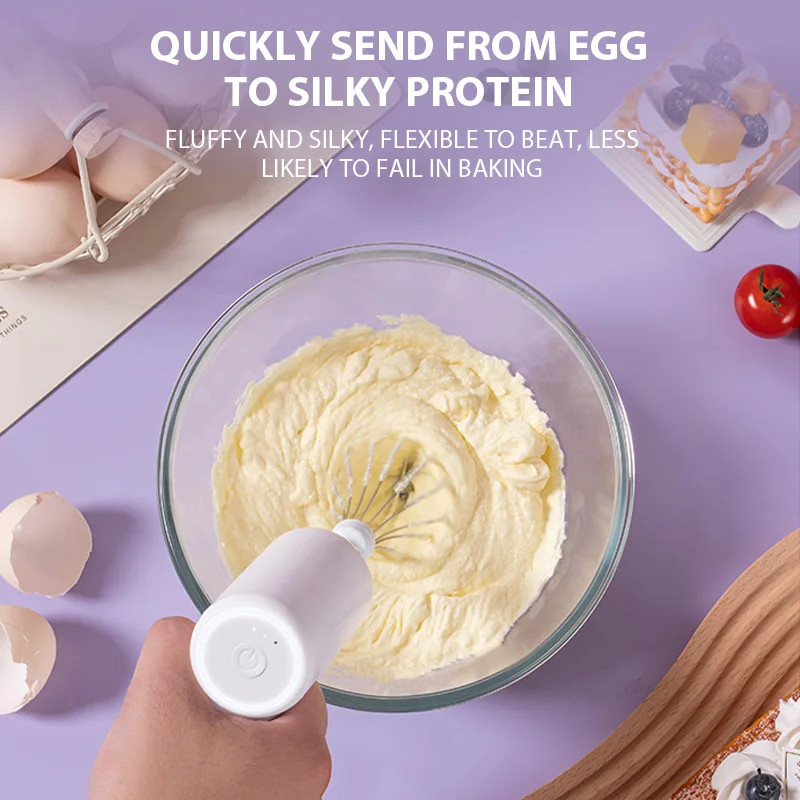 Electric Egg Beater Rechargeable Home Handheld Small Wireless Egg Beater Baking Cream Electric Whip Blender Hand Mixer for Cakes Electric Egg Beater Rechargeable Home Handheld Small Wireless Egg Beater Baking Cream Electric Whip Blender Hand Mixer for Cakes