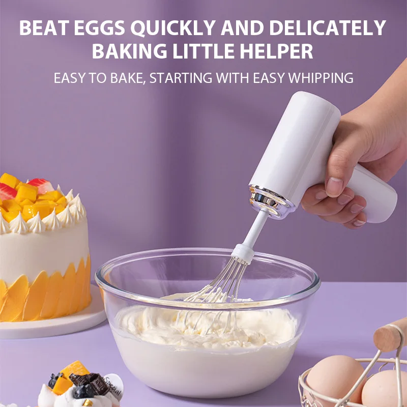Electric Egg Beater Rechargeable Home Handheld Small Wireless Egg Beater Baking Cream Electric Whip Blender Hand Mixer for Cakes Electric Egg Beater Rechargeable Home Handheld Small Wireless Egg Beater Baking Cream Electric Whip Blender Hand Mixer for Cakes