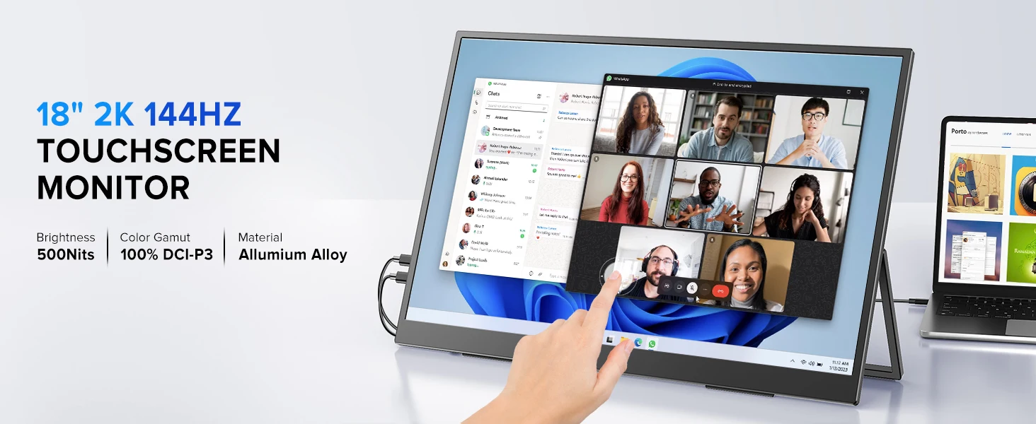 UPERFECT 18Inch 2.5K 144Hz 400Nits Touch Monitor Portable Gaming PC Display Laptop Extended Second Screen With Type C Mini HDMI UPERFECT 18Inch 2.5K 144Hz 400Nits Touch Monitor Portable Gaming PC Display Laptop Extended Second Screen With Type C Mini HDMI