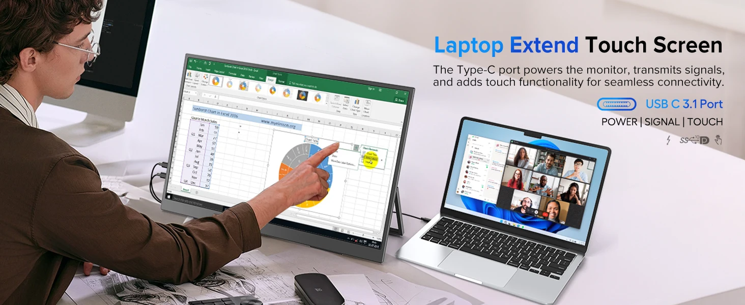 UPERFECT 18Inch 2.5K 144Hz 400Nits Touch Monitor Portable Gaming PC Display Laptop Extended Second Screen With Type C Mini HDMI UPERFECT 18Inch 2.5K 144Hz 400Nits Touch Monitor Portable Gaming PC Display Laptop Extended Second Screen With Type C Mini HDMI