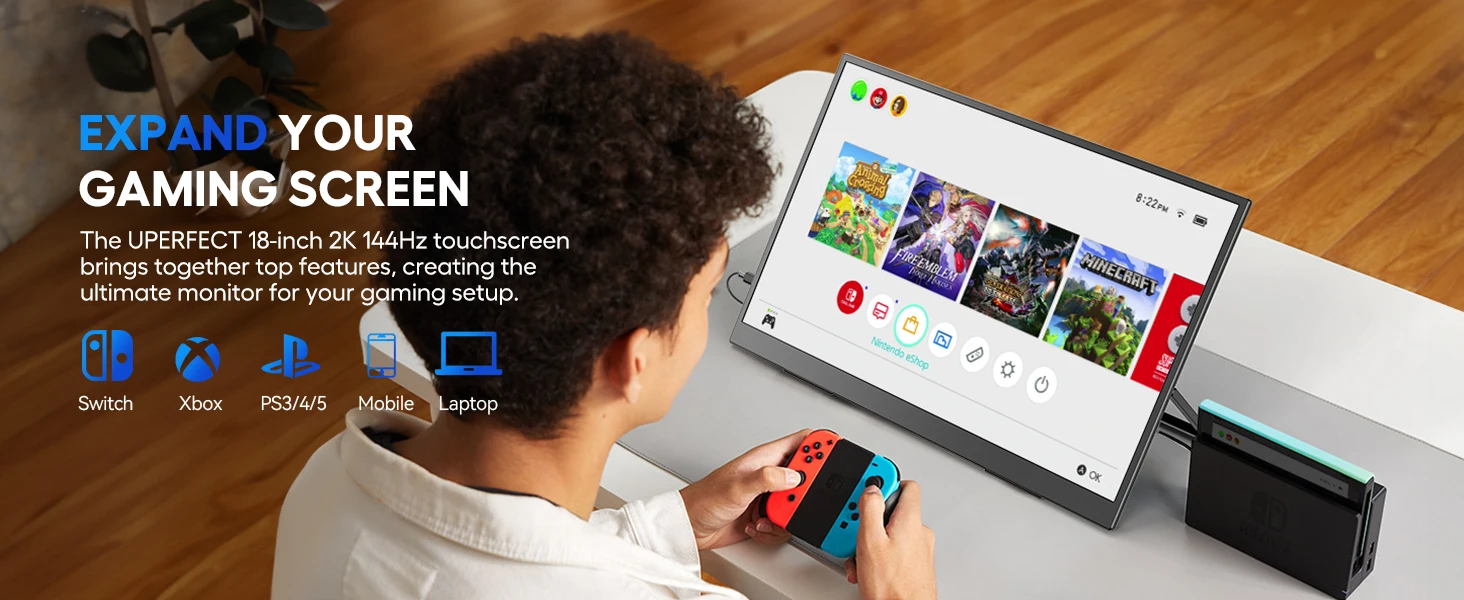 UPERFECT 18Inch 2.5K 144Hz 400Nits Touch Monitor Portable Gaming PC Display Laptop Extended Second Screen With Type C Mini HDMI UPERFECT 18Inch 2.5K 144Hz 400Nits Touch Monitor Portable Gaming PC Display Laptop Extended Second Screen With Type C Mini HDMI