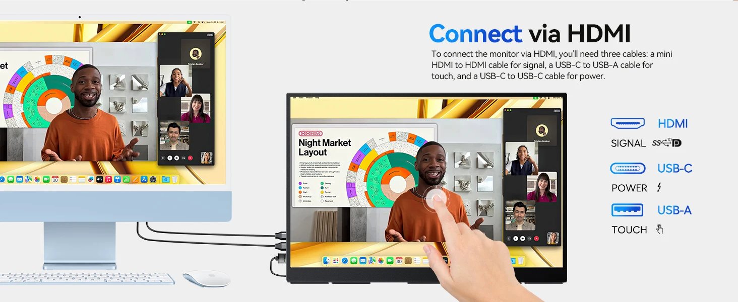 UPERFECT 18Inch 2.5K 144Hz 400Nits Touch Monitor Portable Gaming PC Display Laptop Extended Second Screen With Type C Mini HDMI UPERFECT 18Inch 2.5K 144Hz 400Nits Touch Monitor Portable Gaming PC Display Laptop Extended Second Screen With Type C Mini HDMI