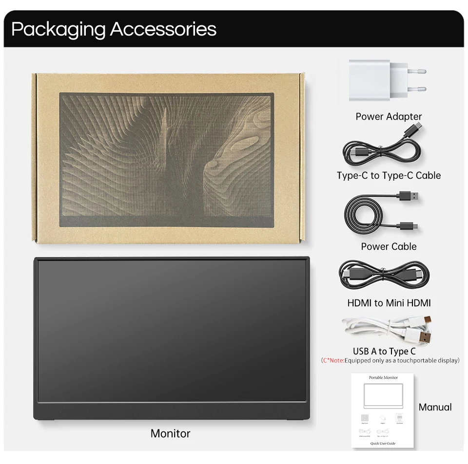 14.1 Inch Touch Screen Portable Monitor 100%sRGB 400cd/m2 Gaming Computer Expand Display For XBox PS4/ 5 Switch Loptop