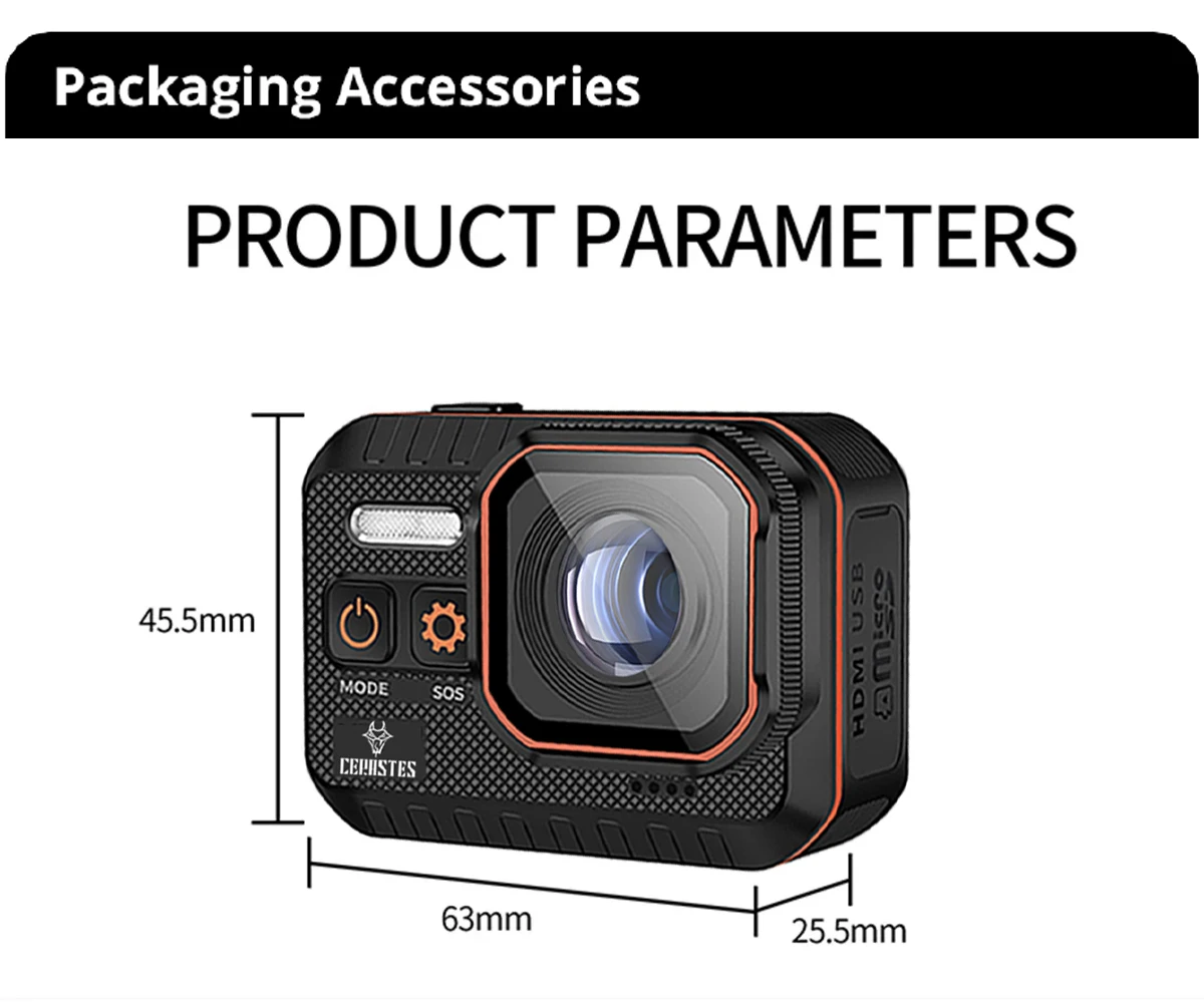 CERASTES Action Camera 4K60FPS With Remote Control Screen Waterproof Sport Camera drive recorder Sports Camera Helmet Action Cam