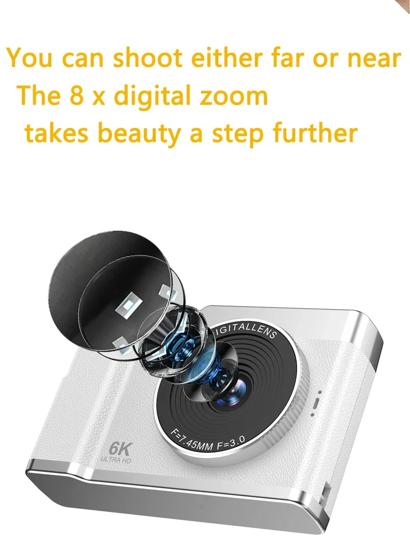 Xiaomi 6k Hd Digital Camera 6400W 2.4in Ips Display With Fill Light 8x Zoom Video Camera Student Ccd Portable Selfie Camera Xiaomi 6k Hd Digital Camera 6400W 2.4in Ips Display With Fill Light 8x Zoom Video Camera Student Ccd Portable Selfie Camera