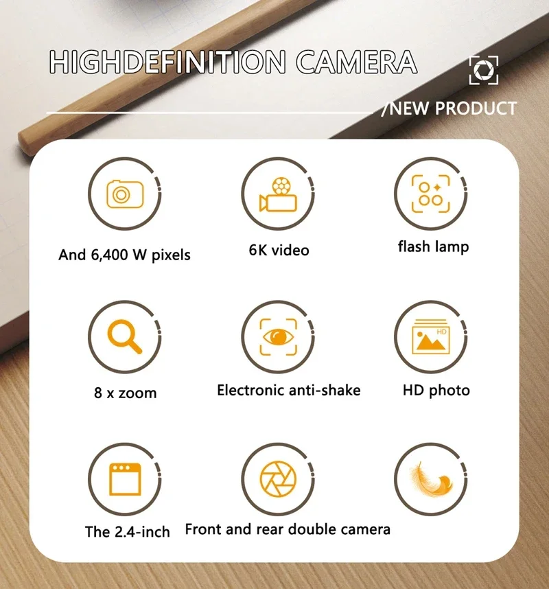 Xiaomi 6k Hd Digital Camera 6400W 2.4in Ips Display With Fill Light 8x Zoom Video Camera Student Ccd Portable Selfie Camera Xiaomi 6k Hd Digital Camera 6400W 2.4in Ips Display With Fill Light 8x Zoom Video Camera Student Ccd Portable Selfie Camera