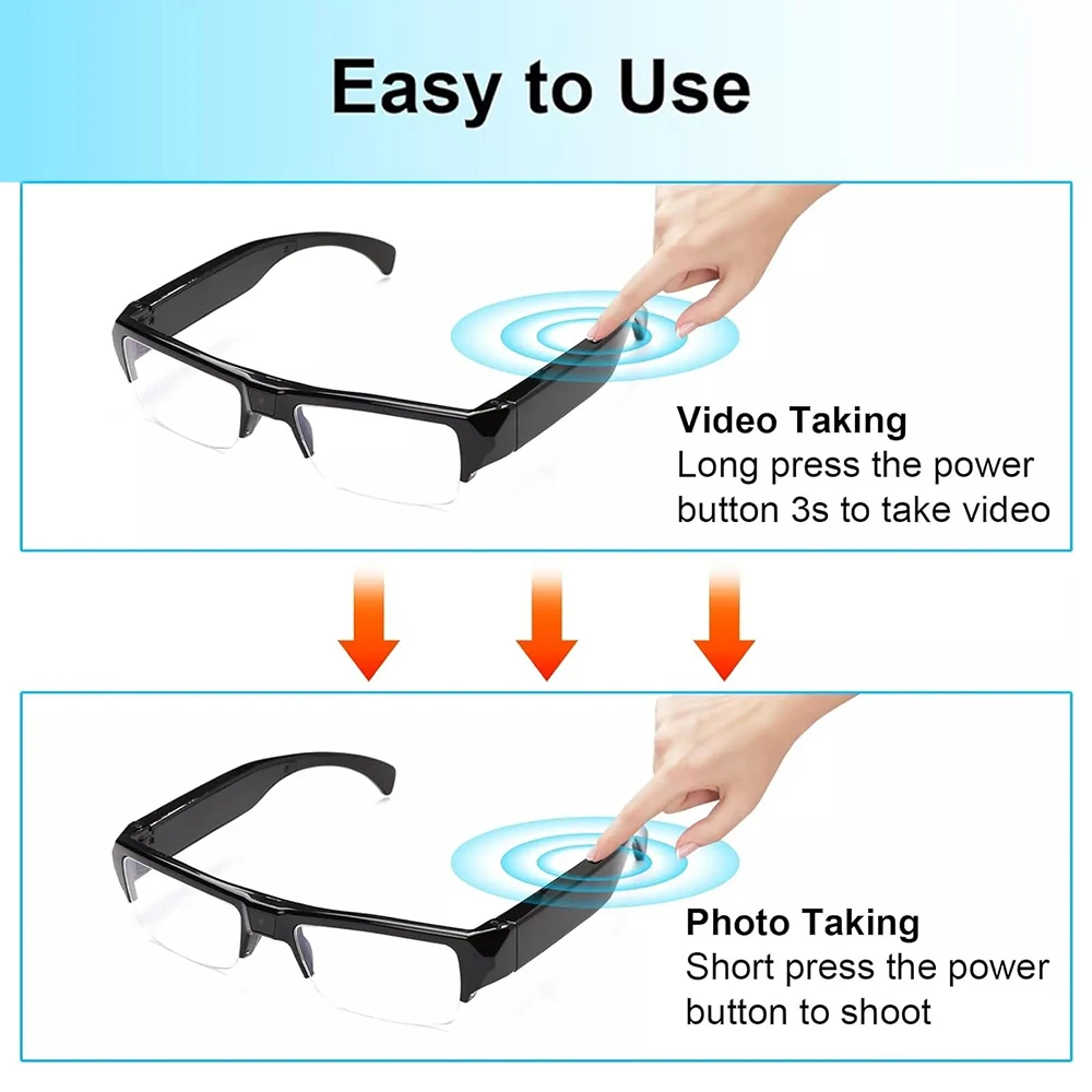 Intelligent Video Glasses, Equipped with Ultra-High Definition 4K Mini Camera, Capable of Recording Videos and Playing Music Intelligent Video Glasses, Equipped with Ultra-High Definition 4K Mini Camera, Capable of Recording Videos and Playing Music