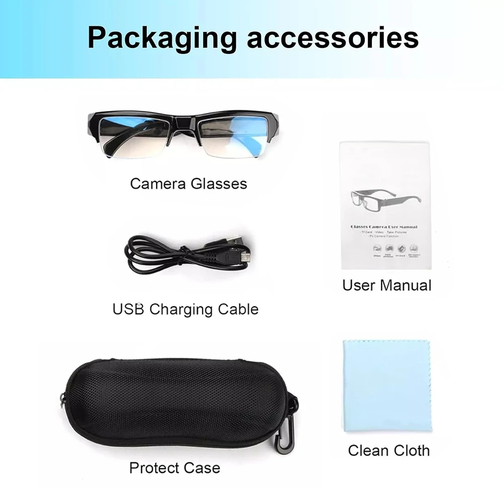 Intelligent Video Glasses, Equipped with Ultra-High Definition 4K Mini Camera, Capable of Recording Videos and Playing Music Intelligent Video Glasses, Equipped with Ultra-High Definition 4K Mini Camera, Capable of Recording Videos and Playing Music