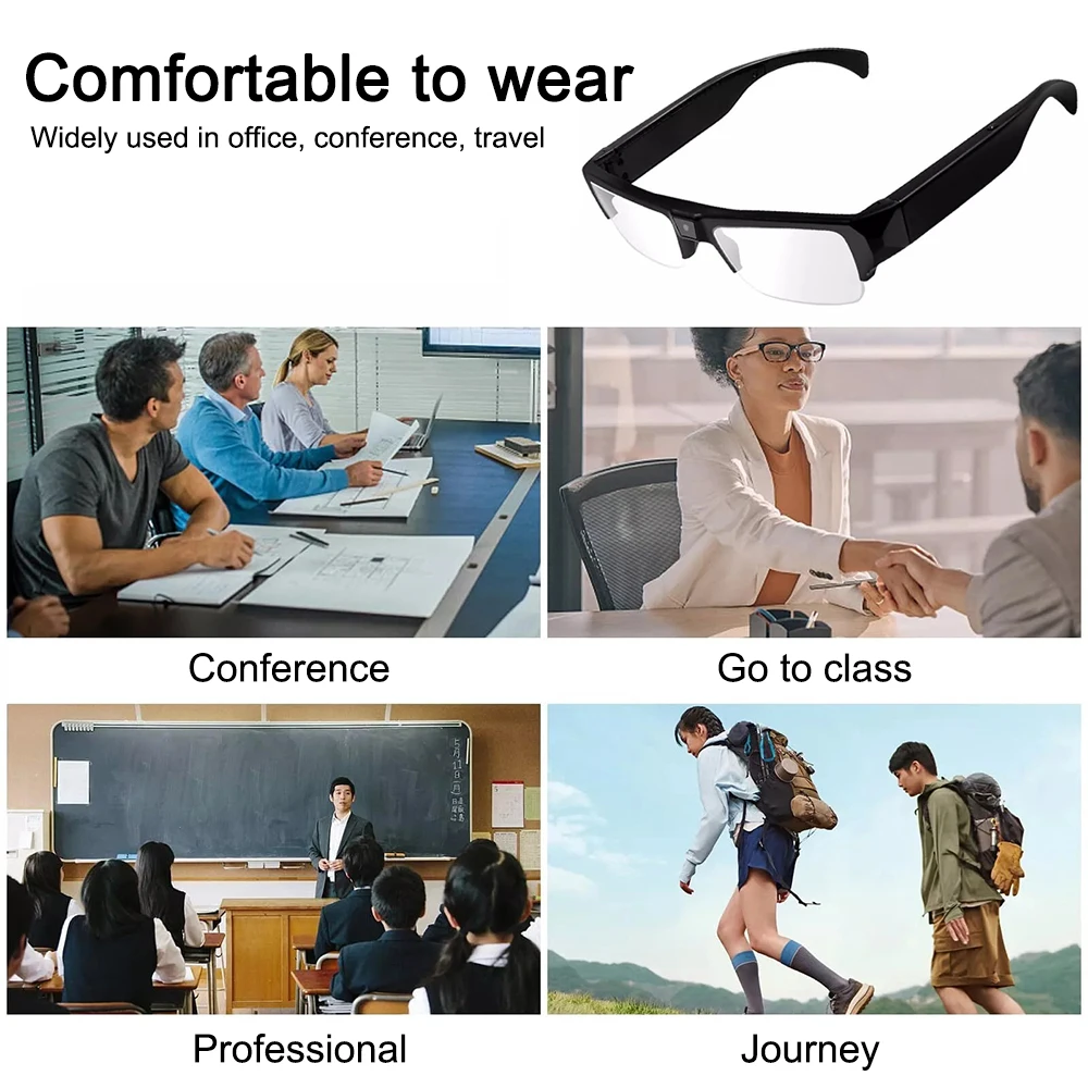 Intelligent Video Glasses, Equipped with Ultra-High Definition 4K Mini Camera, Capable of Recording Videos and Playing Music Intelligent Video Glasses, Equipped with Ultra-High Definition 4K Mini Camera, Capable of Recording Videos and Playing Music