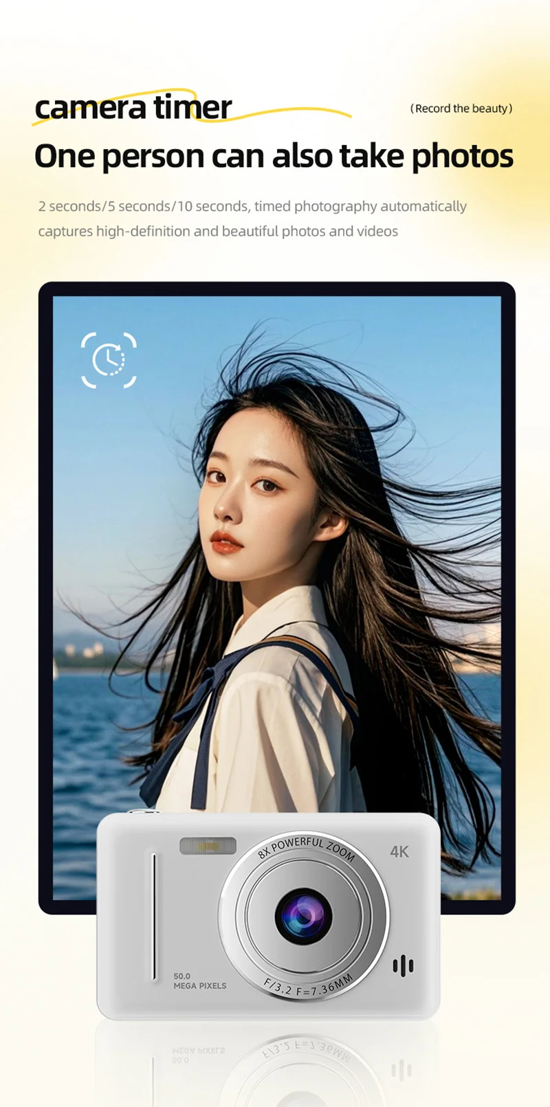 4K Retro CCD Portable Digital Camera Entry-level Camera Dual Camera Flash 50 Million Pixels Auto Focus Intelligent Anti-shakeNew