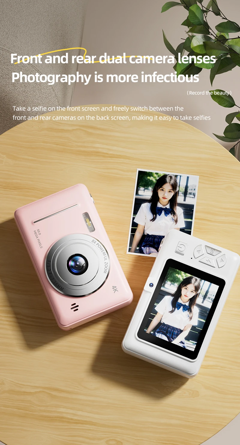 4K Retro CCD Portable Digital Camera Entry-level Camera Dual Camera Flash 50 Million Pixels Auto Focus Intelligent Anti-shakeNew