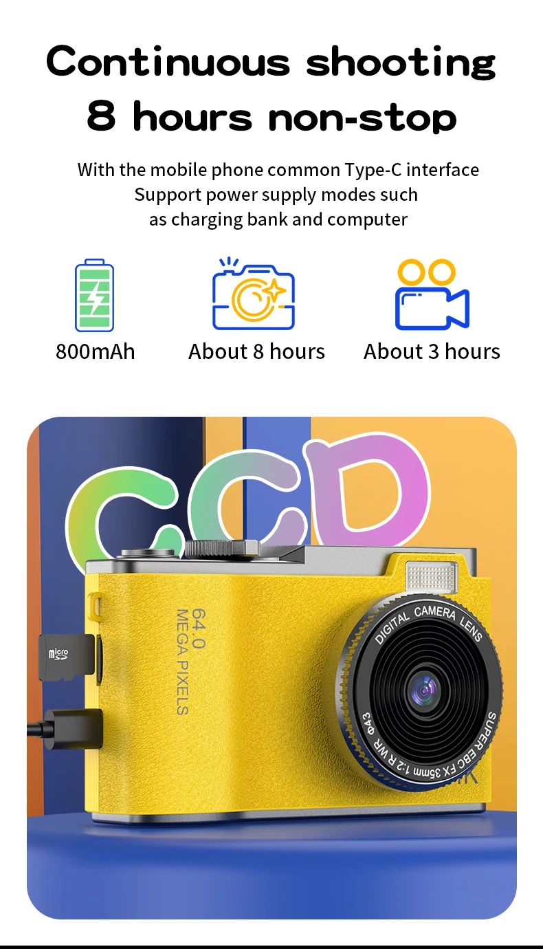 Digital Camera 4K 64MP Photography Camera Video Camcorder Rechargeable Cameras 2.4 inch Screen Camcorder for Kid Adult Beginners Digital Camera 4K 64MP Photography Camera Video Camcorder Rechargeable Cameras 2.4 inch Screen Camcorder for Kid Adult Beginners