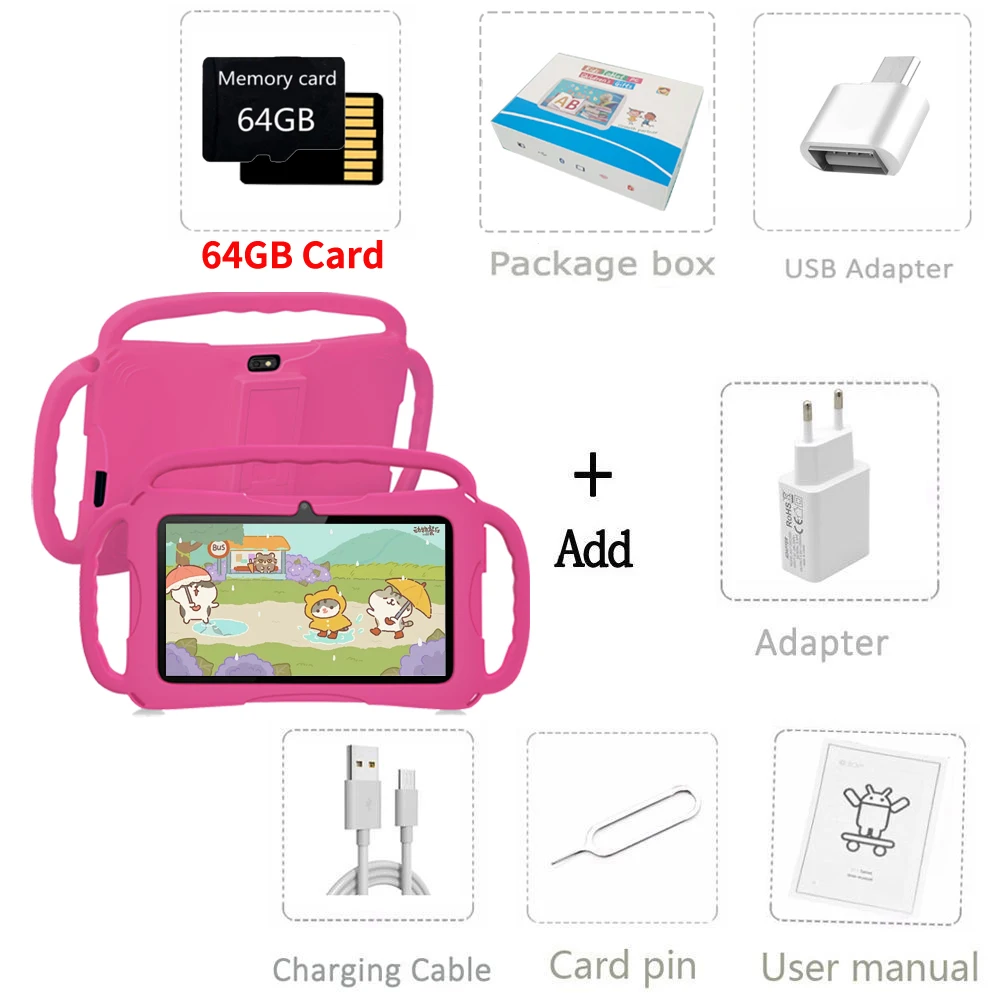 2024 New 5G WIFI Children's Tablet 4GB RAM 64GB ROM Portable Mini Tablet Quad Core Dual Camera 4000mAh Android 13
