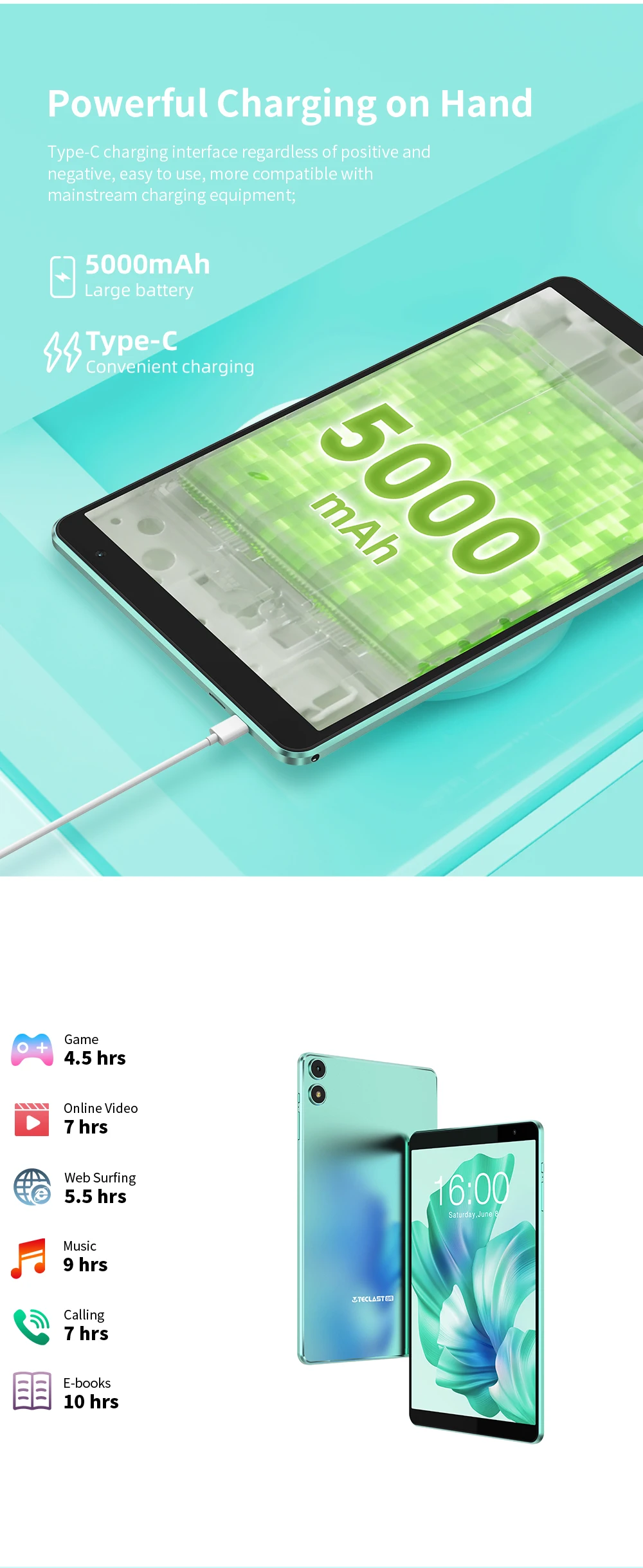 Teclast P85T 2024 Tablet (Allwinner A523 1.8GHz 8-Core/10GB (4GB+6GB)RAM/64GB ROM/8 Inch 1200*800iPS/WiFi 5/BT 5.0/5000mAh Teclast P85T 2024 Tablet (Allwinner A523 1.8GHz 8-Core/10GB (4GB+6GB)RAM/64GB ROM/8 Inch 1200*800iPS/WiFi 5/BT 5.0/5000mAh