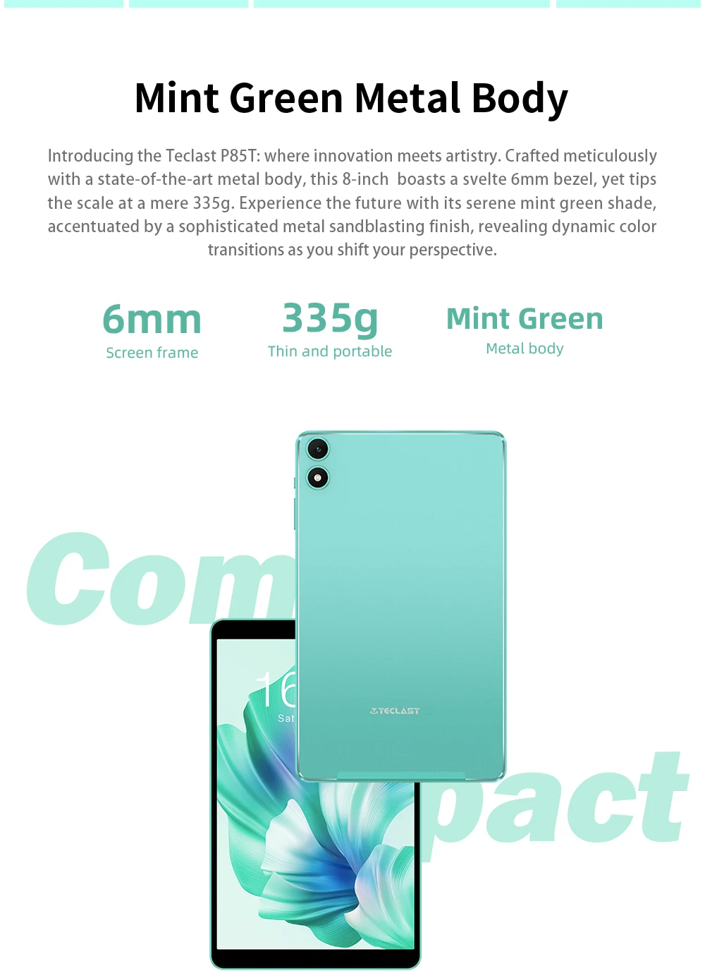 Teclast P85T 2024 Tablet (Allwinner A523 1.8GHz 8-Core/10GB (4GB+6GB)RAM/64GB ROM/8 Inch 1200*800iPS/WiFi 5/BT 5.0/5000mAh Teclast P85T 2024 Tablet (Allwinner A523 1.8GHz 8-Core/10GB (4GB+6GB)RAM/64GB ROM/8 Inch 1200*800iPS/WiFi 5/BT 5.0/5000mAh