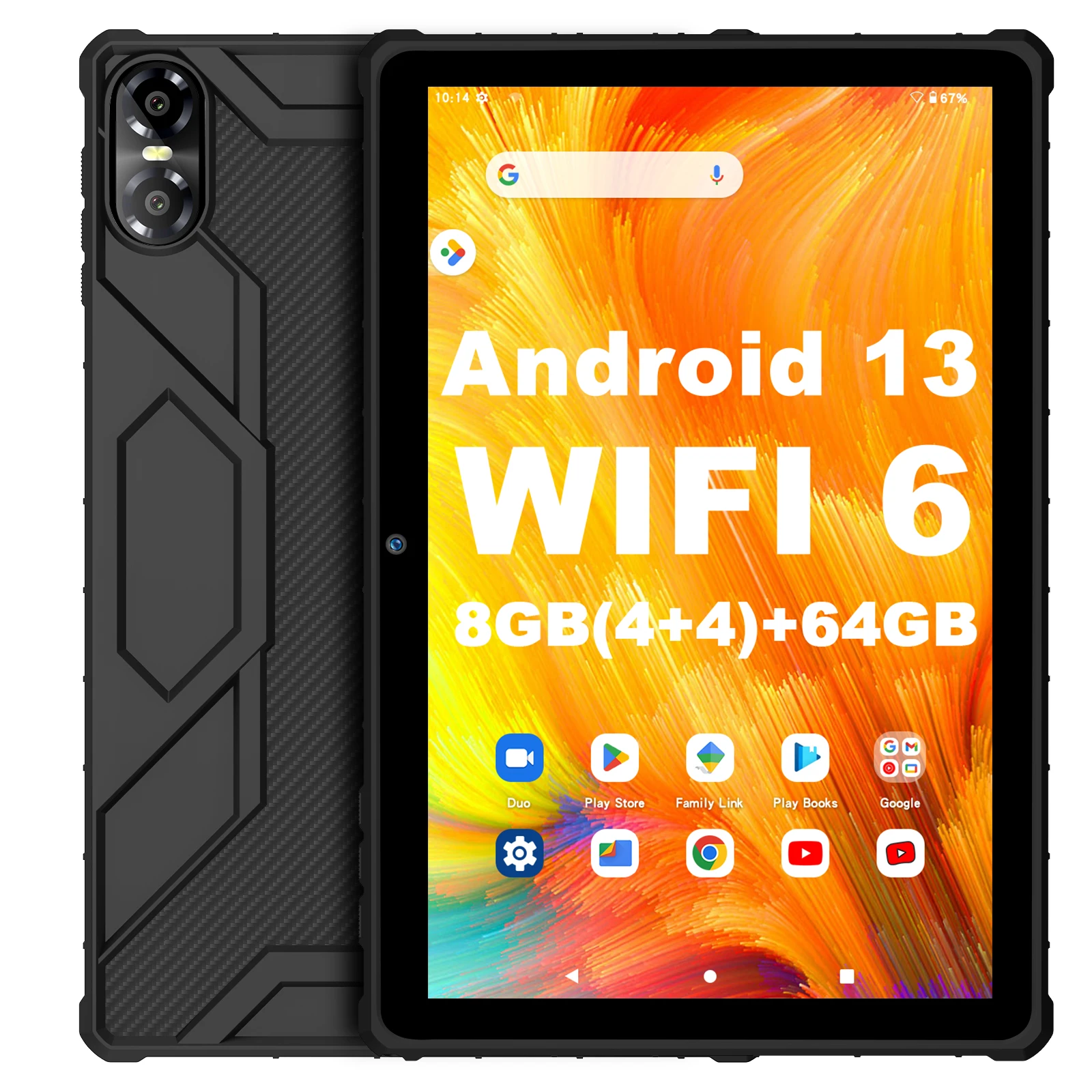 PRITOM 10 Inch Android 13 Tablet, 8(4+4)GB+64GB 1TB Expand, WiFi 6, Dual Box Speakers and Camera, BT5.0, with Mechanical Style C PRITOM 10 Inch Android 13 Tablet, 8(4+4)GB+64GB 1TB Expand, WiFi 6, Dual Box Speakers and Camera, BT5.0, with Mechanical Style C
