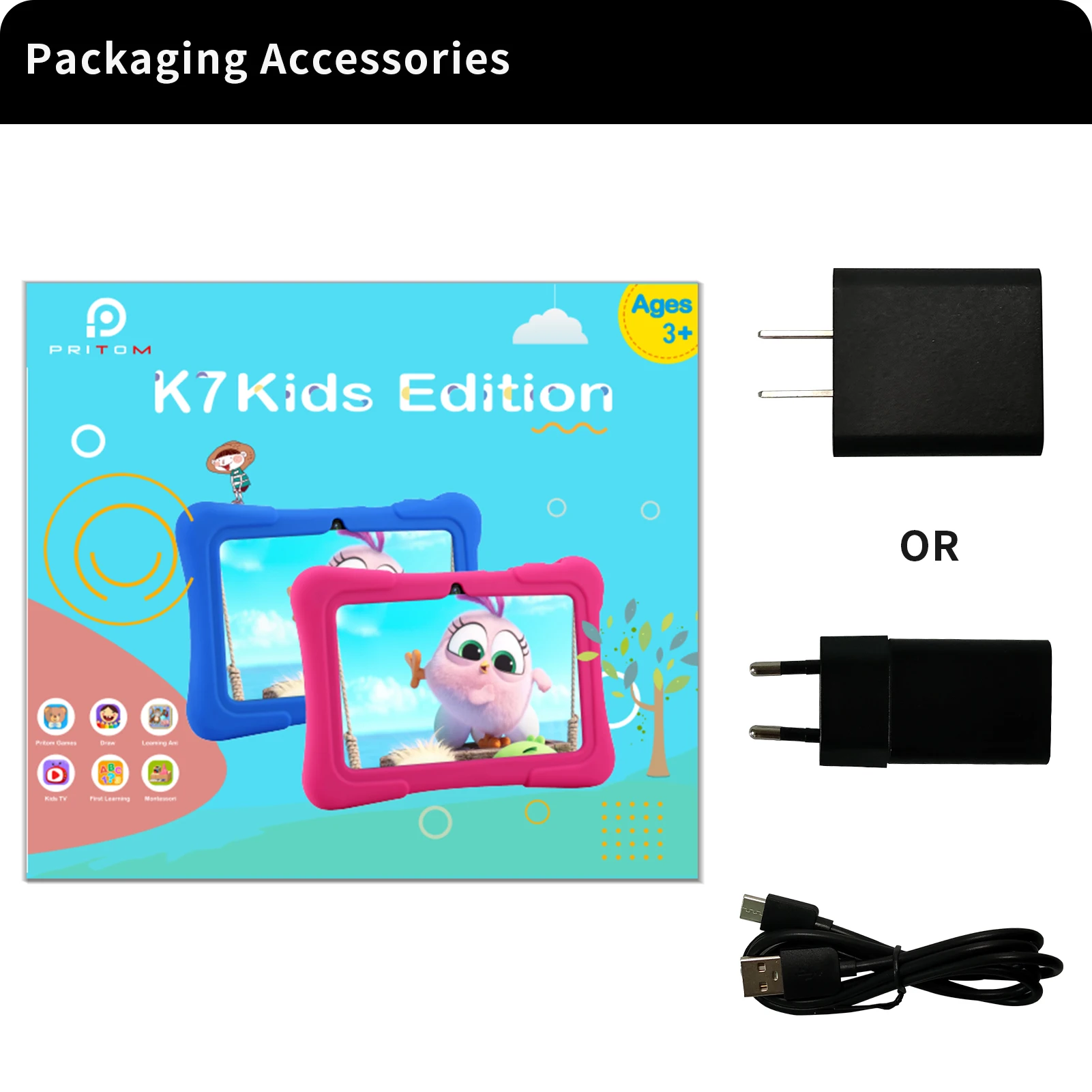 PRITOM 7 Inch Kids Tablet Quad Core Android 10 32GB WiFi Bluetooth Educational Software Installed PRITOM 7 Inch Kids Tablet Quad Core Android 10 32GB WiFi Bluetooth Educational Software Installed