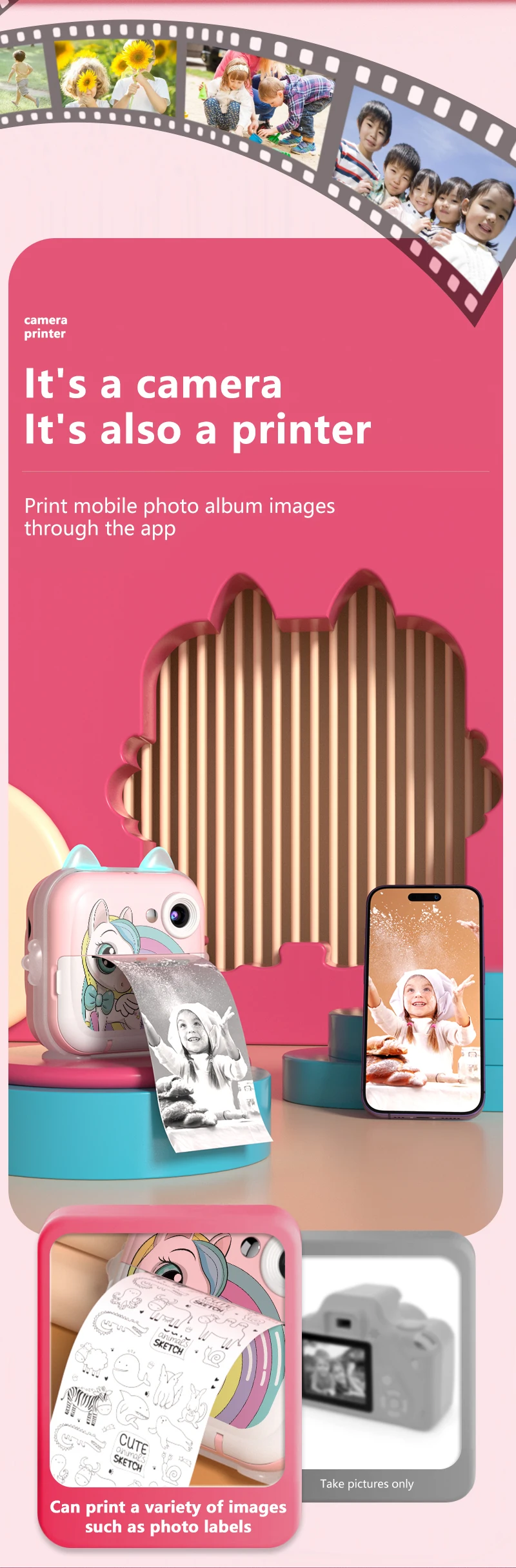 Mini Children Digital Camera For Photography Instant Print Photo Kids Camera Thermal Paper Printer Video Educational Toys Gift Mini Children Digital Camera For Photography Instant Print Photo Kids Camera Thermal Paper Printer Video Educational Toys Gift