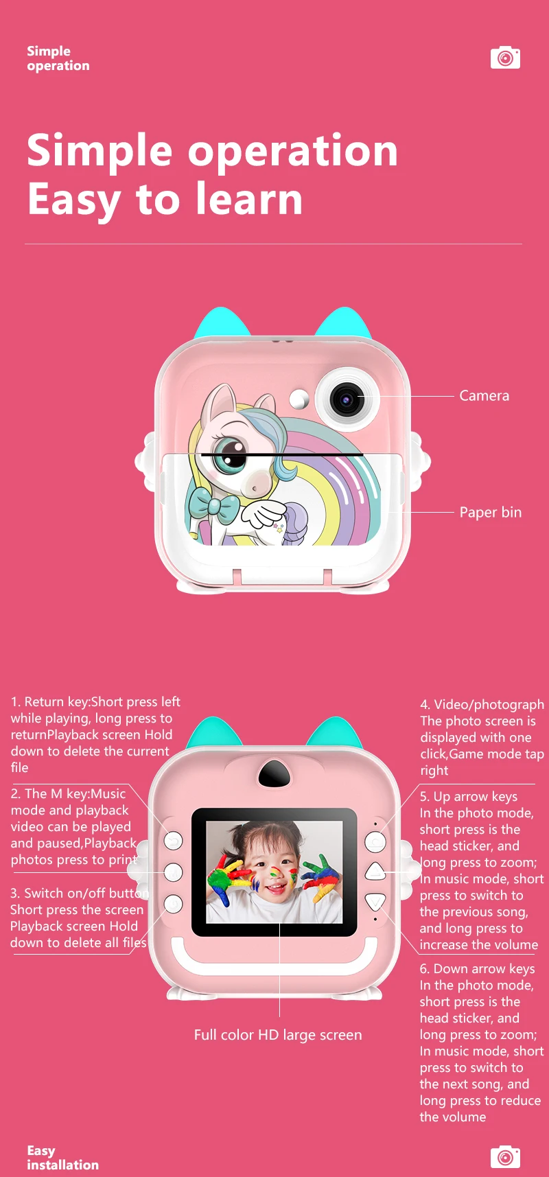 Mini Children Digital Camera For Photography Instant Print Photo Kids Camera Thermal Paper Printer Video Educational Toys Gift Mini Children Digital Camera For Photography Instant Print Photo Kids Camera Thermal Paper Printer Video Educational Toys Gift