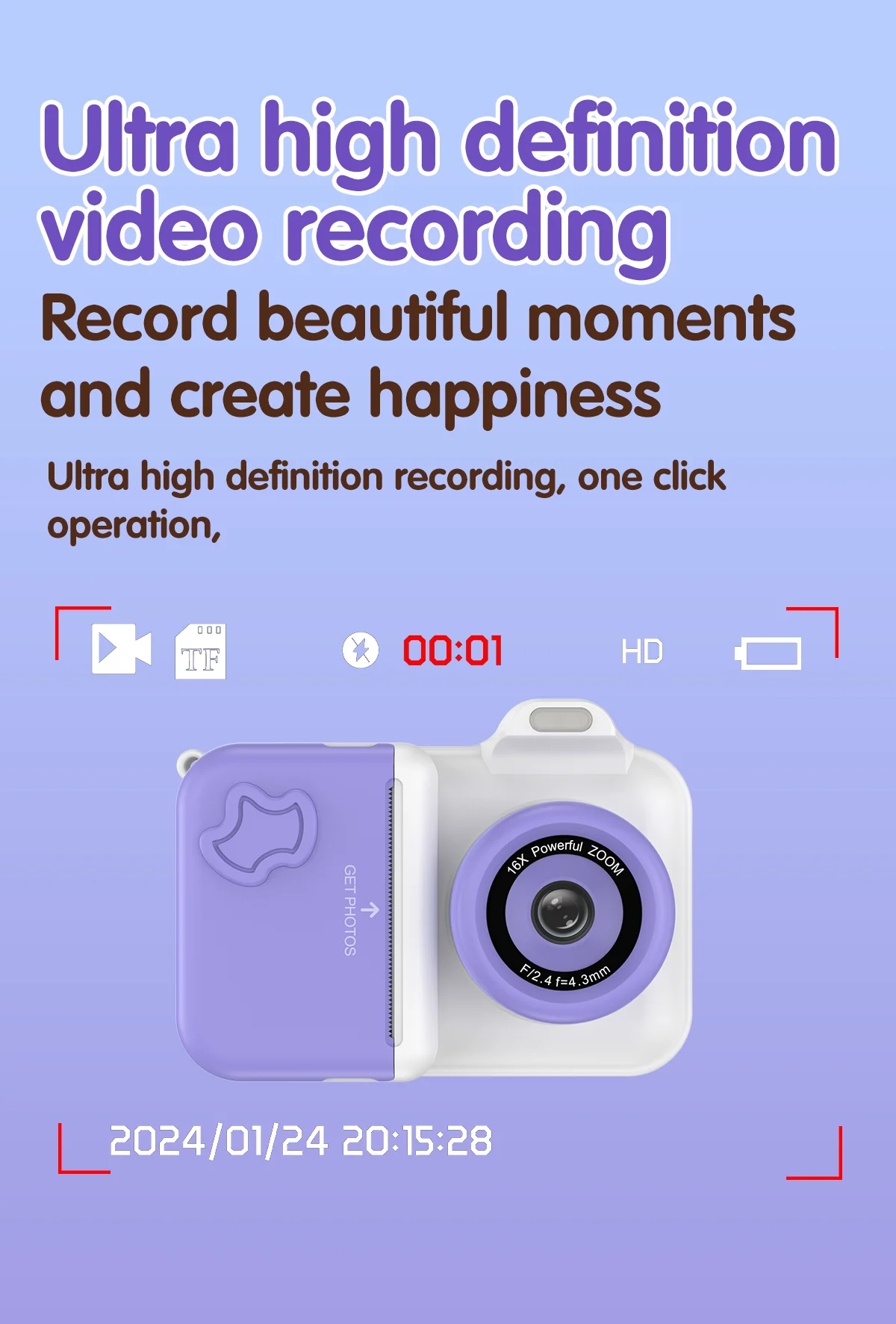 Kids Instant Print Camera Mini Digital Photo Camera Photograph Video Record Camera Toys Birthday Gifts For Children Kids Instant Print Camera Mini Digital Photo Camera Photograph Video Record Camera Toys Birthday Gifts For Children