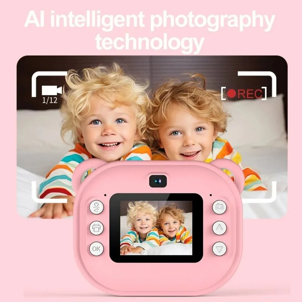 Children Kids Camera Instant Print Mini Digital Video Camera for Kids 1080P Screen Toy Print Thermal Paper +32G Memory Card