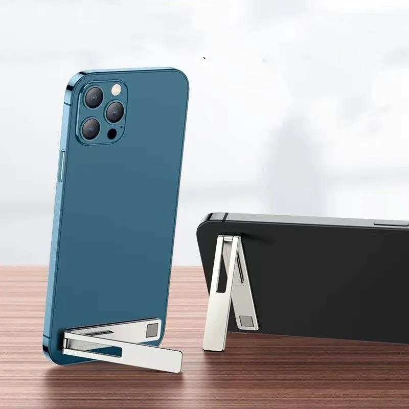 Universal Mobile Phone Holder Bracket Magnetic Ultra Thin Foldable Metal Alloy Desktop Cell Phone Stand For iPhone 15 13 Xiaomi