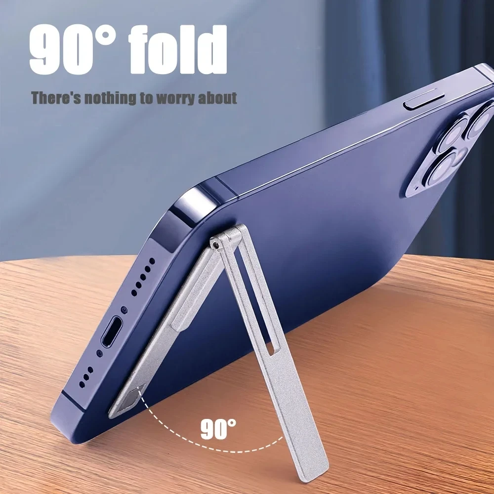 Universal Mobile Phone Holder Bracket Magnetic Ultra Thin Foldable Metal Alloy Desktop Cell Phone Stand For iPhone 15 13 Xiaomi