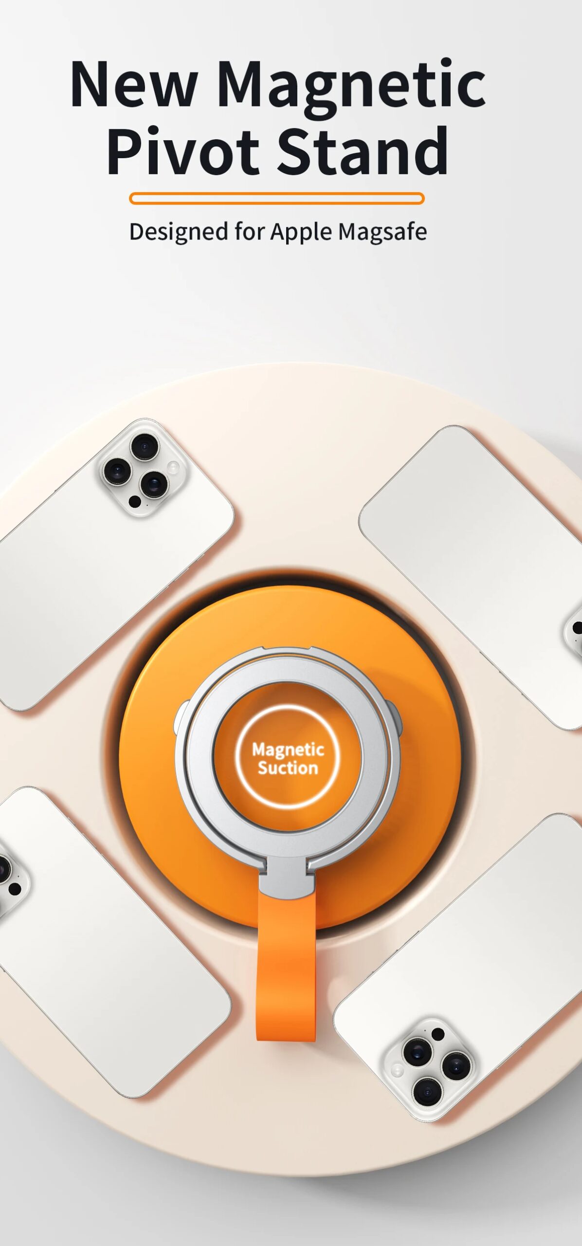 Magnetic Cell Phone Ring Holder Compatible with iPhone 12 13 14 15 Series MagSafe Removable Cell Phone Grip Kickstand