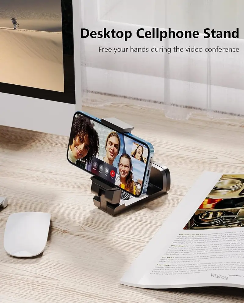 Desk Phone Holder Stand for Travel Flight Airplane Foldable Adjustable Rotatable Selfie Holding Train Seat Stand Support