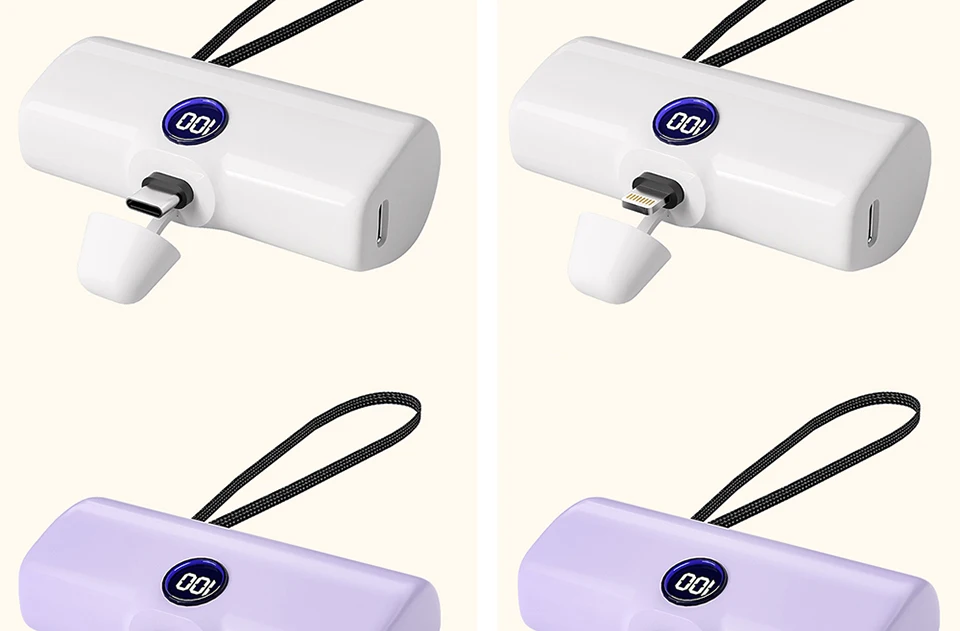 Portable Charger Fast Charge Type C External Battery for iPhone Samsung Xiaomi Built-in Cable Quick Charge Pocket Power Bank