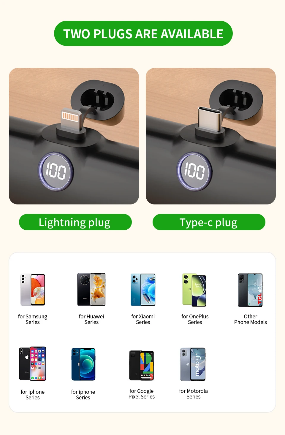 Portable Charger Fast Charge Type C External Battery for iPhone Samsung Xiaomi Built-in Cable Quick Charge Pocket Power Bank