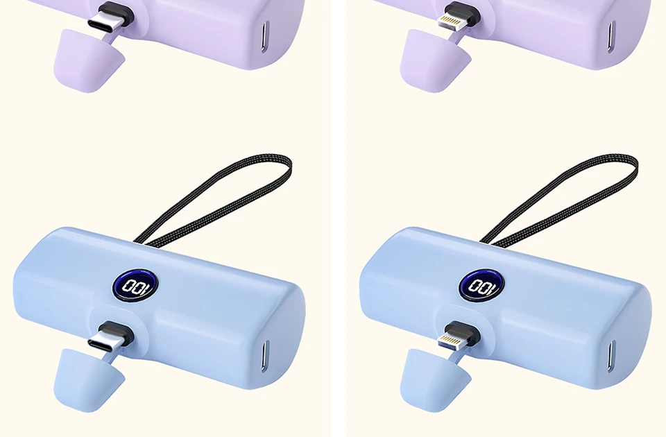 Portable Charger Fast Charge Type C External Battery for iPhone Samsung Xiaomi Built-in Cable Quick Charge Pocket Power Bank