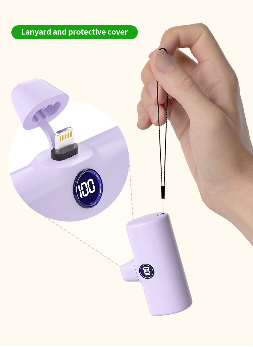 Portable Charger Fast Charge Type C External Battery for iPhone Samsung Xiaomi Built-in Cable Quick Charge Pocket Power Bank