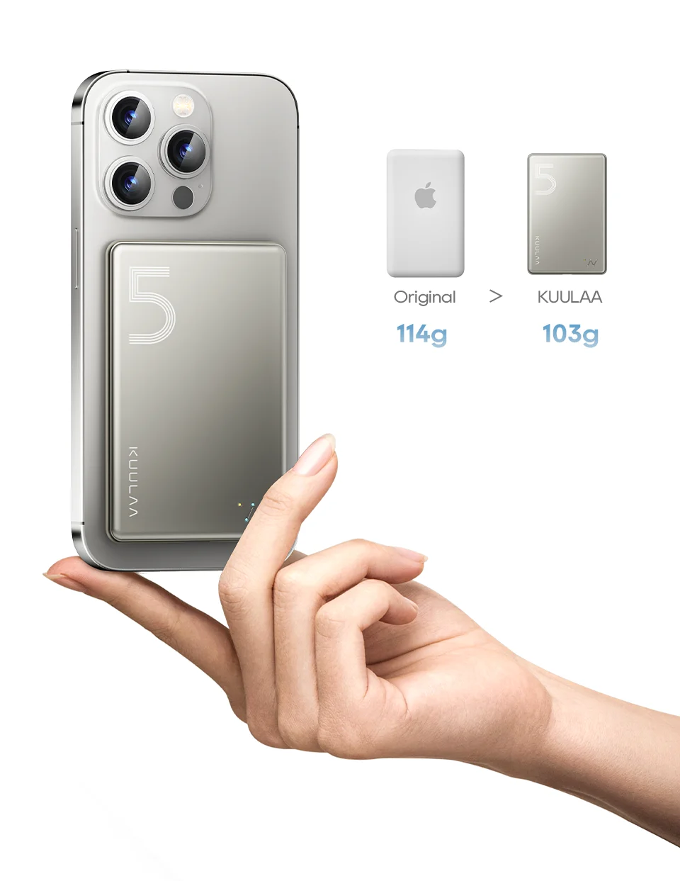 KUULAA Magsafe Power Bank 5000mAh Magnetic Wireless Phone Charger External Battery 20W Fast Charging For iPhone 16 15 PowerBank