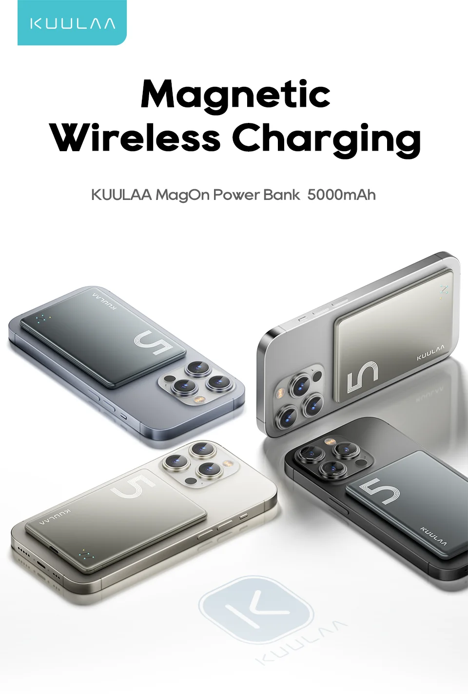 KUULAA Magsafe Power Bank 5000mAh Magnetic Wireless Phone Charger External Battery 20W Fast Charging For iPhone 16 15 PowerBank