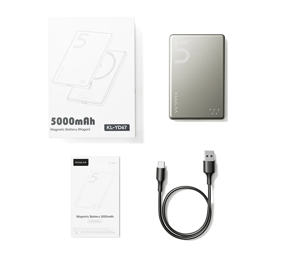 KUULAA Magsafe Power Bank 5000mAh Magnetic Wireless Phone Charger External Battery 20W Fast Charging For iPhone 16 15 PowerBank